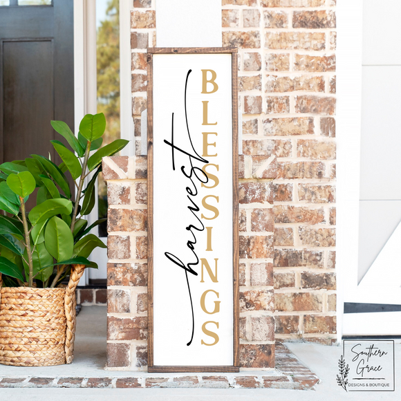 Harvest Blessings | Fall Wood Sign