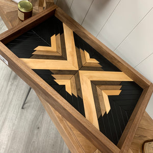 Geometric Mosaic Wood Tray #2 | 12"x20"