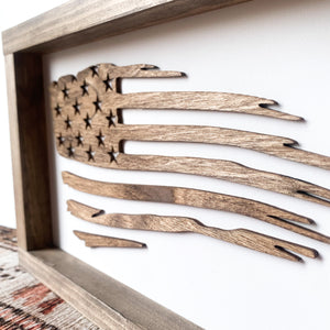 Stained American Flag | Wood Sign | Boho Home Decor